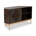 Beau Grooved Brown Mango Wood Corner TV Unit - Image 4