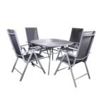 Rio Reclining 4 Seat Dining Set with Parasol - Image 4