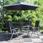 Rio Reclining 4 Seat Dining Set with Parasol - Image 3