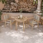 Roma FSC 80cm Sunray Bistro Set with 2 Stacking Rope Chairs