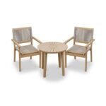Roma FSC 80cm Sunray Bistro Set with 2 Stacking Rope Chairs - Image 8
