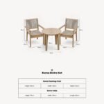 Roma FSC 80cm Sunray Bistro Set with 2 Stacking Rope Chairs - Image 13