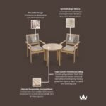 Roma FSC 80cm Sunray Bistro Set with 2 Stacking Rope Chairs - Image 14