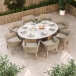 Saturn 8 Seater Ellipse D Conical Dining Set with Eden Dawn Dining Chairs