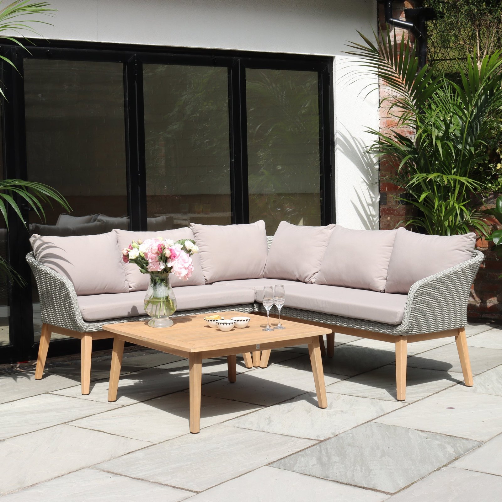 Sol 5 Seater Corner Lounge Set with Square Coffee Table - Image 1