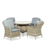 Wentworth 4 Seat 110cm Deluxe Rattan Dining Set - Image 4