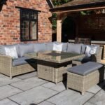 Wentworth 120cm Fire Pit Dine or Lounge Rattan Set with Bench - Image 2